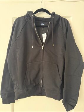 GAP Size Large Black Zip-Up Hooded Sweatshirt